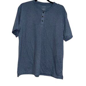 Apt. 9 Mens Henley Shirt XL Blue Cotton Short Sleeve
